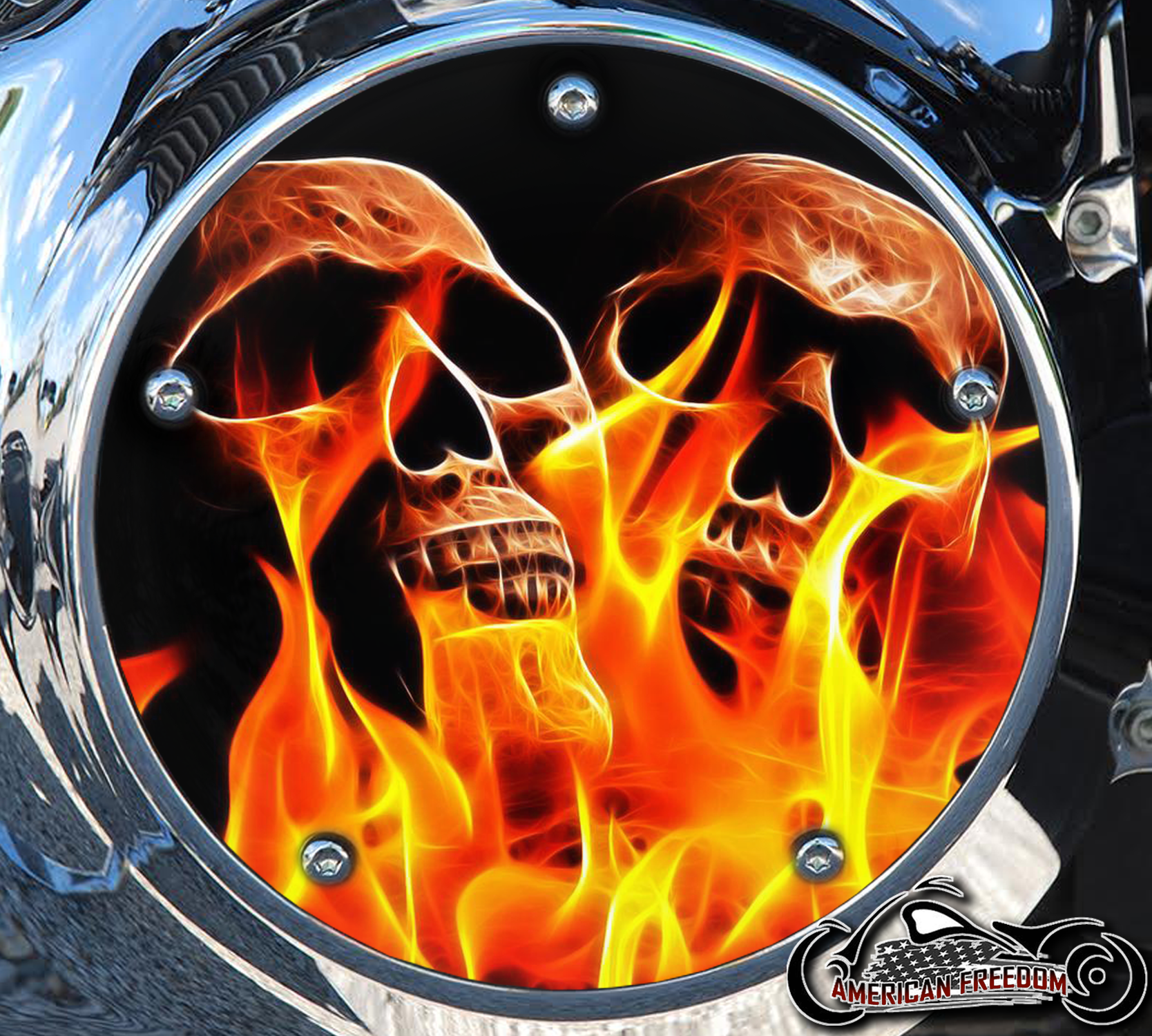Custom Derby Cover - Skulls With Flames